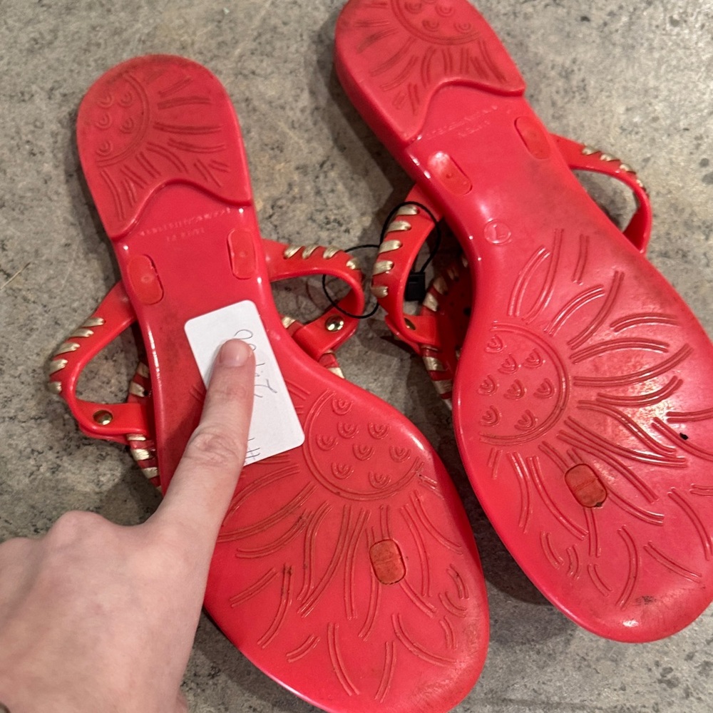 Jack Rogers Coral Sandal with Gold Braided Medallion - Picture 3 of 3